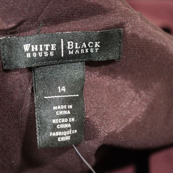 White House Black Market Burgundy Sleeveless Belted Sheath Midi Dress 14 - Picture 13 of 13